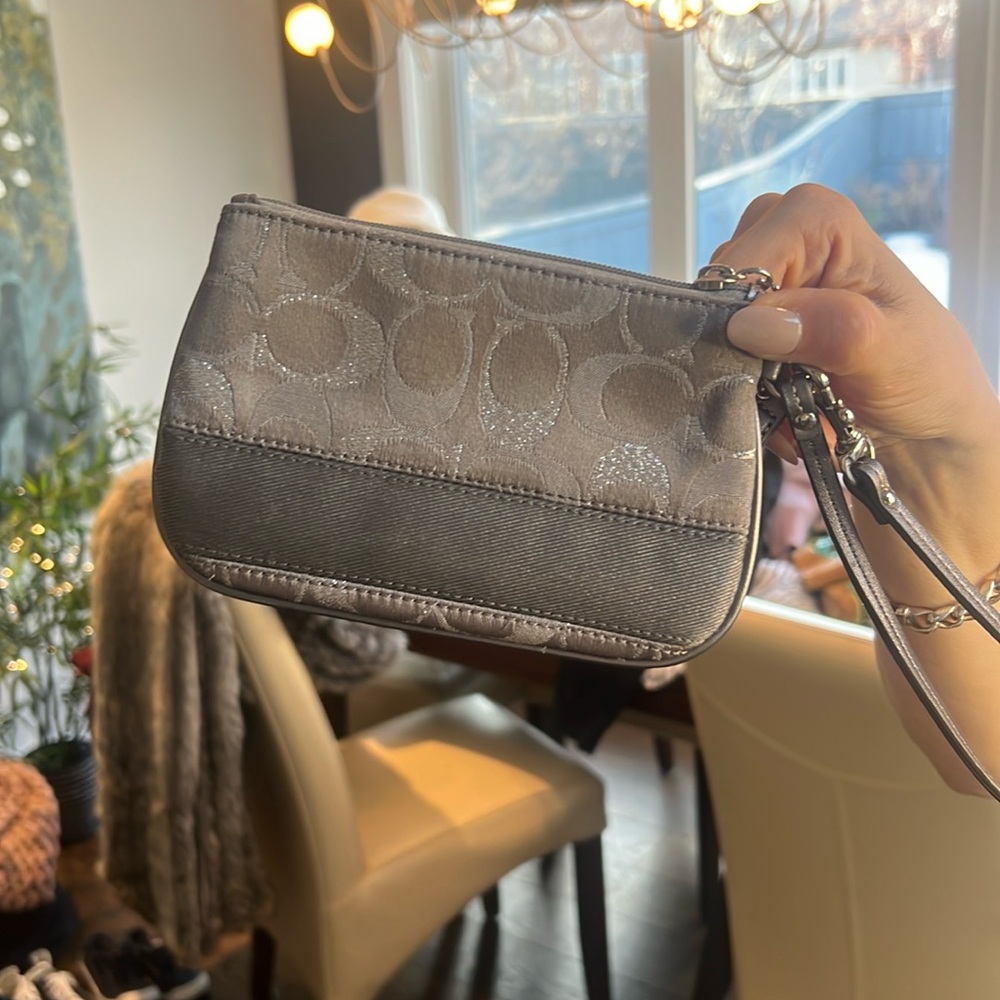 Coach Gray Signature Wallet with Wrist Strap